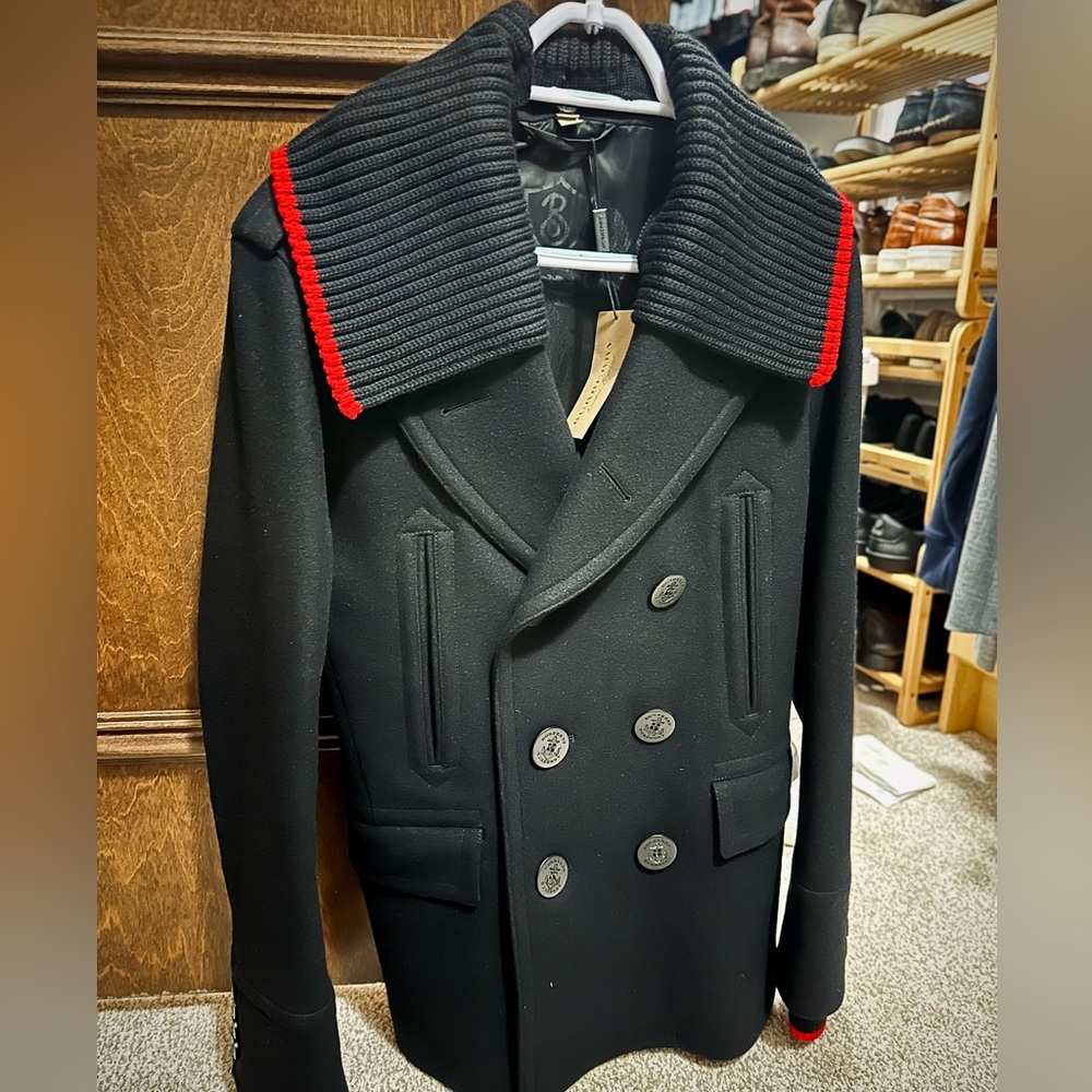 NWT Men’s Burberry Peacoat – Black Sz 38 US Prorsum Kepwick Wool Medium NEW